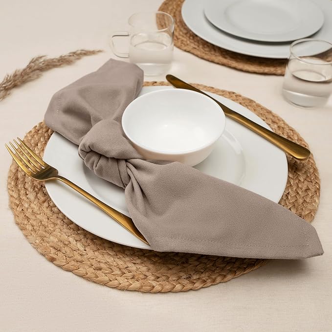 Blue Needles Solid Cloth Napkins Set of 12 Chocolate Brown 100% Cotton Dinner Napkins 18x18 inches - Soft, Reusable, Absorbent, Washable Fall Thanksgiving Linen Ideal for Event, Parties & Everyday Use