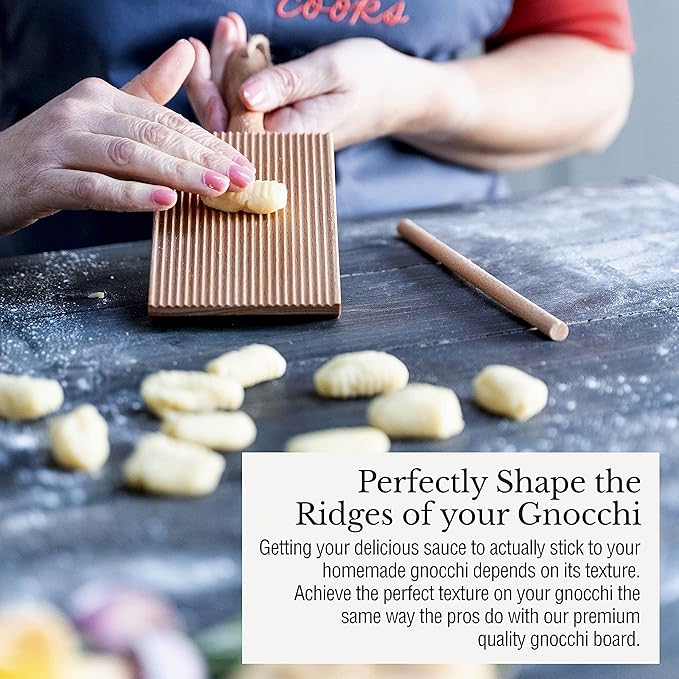 Complete 6 Pcs Pasta Making Tool Set Includes Two Ravioli Stamp Maker Cutter And Roller Wheel Set, Two Pasta Rolling Pins, Gnocchi Board By Cotswold Homeware Co