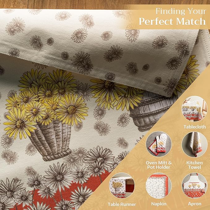 Maison d' Hermine Placemats Set of 4 100% Cotton Washable Cloth Place Mats, Reusable Table Mats for Thanksgiving Christmas Decorations Kitchen Dining Party Wedding Restaurant (Bagatelle, 13" x 19")