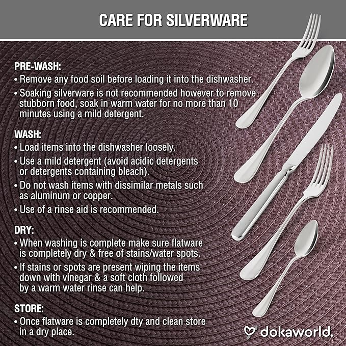 Semi-Matte Design Flatware, Silverware Set for 8 persons, 40 Piece - Spoons, Forks, and Knives 18/10 Stainless Steel, Dishwasher Safe