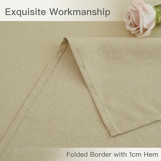 maxmill Square Linen Textured Tablecloth Waterproof Spillproof Wrinkle Free Soft Slubby Textured Table Cloth for Dinner and Party Washable Wipeable Fabric Table Cover Decoration, 60 x 60 Inch, Beige