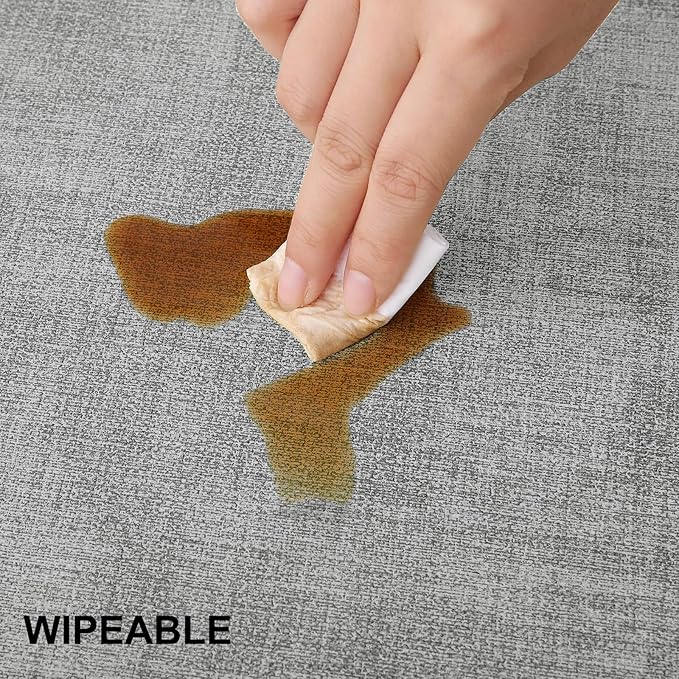 homing Faux Leather Heat Resistant Placemats 4 Packs, Waterproof Wipeable Dining PU Place Mats for Indoor & Outdoor, Easy to Clean, Light Grey