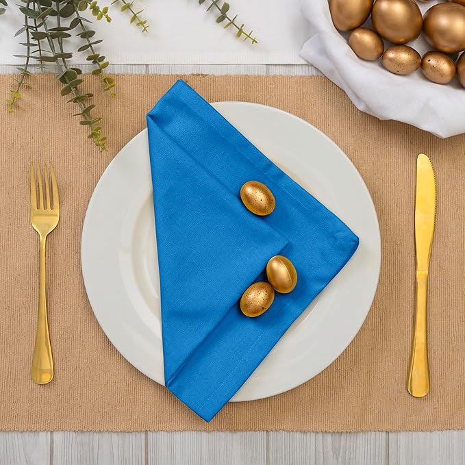 Blue Needles Solid Cloth Napkins Set of 6 Royal Blue 100% Cotton Dinner Napkins 18x18 inches - Soft, Reusable, Absorbent & Washable Fall Thanksgiving Linen, Ideal for Events, Parties & Everyday Use