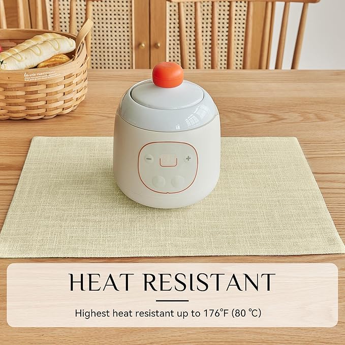 Softalker Faux Linen Placemats Set of 6-12 x 18 Inch, Heat Resistant Double Layered Durable Burlap Farmhouse Place Mats, Non-Slip Washable Rustic Table Mats for Dining, Kitchen, Party（Light Linen