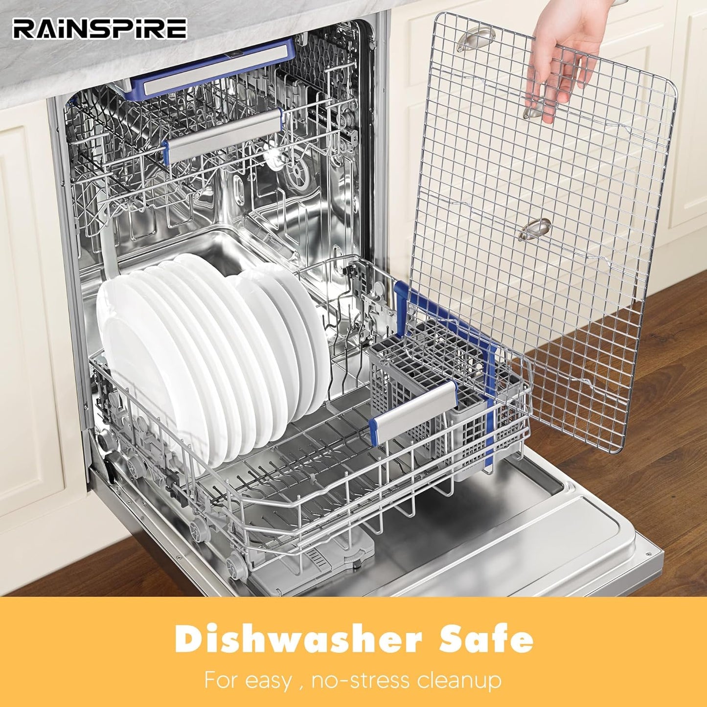 Oven-Safe Dishwasher-Safe 100% 304 Stainless Steel Cooling Rack 10" x 15" Heavy Duty Tight-Wire Set of 2 Fits Jelly Roll Pan Half Sheet Pan