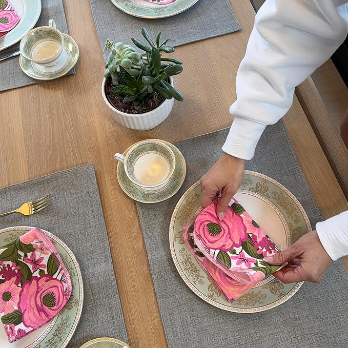 Reusable Paper Towels - 10 Pack - Roll of Washable Cotton Cloth Paper Towels - Paperless Reusable Napkins Cloth Washable - Absorbent + Long Lasting - Zero Waste Products - (Flower Power)