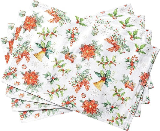 Maison d' Hermine Placemats Set of 4 100% Cotton Washable Cloth Place Mats, Reusable Table Mats for Thanksgiving Christmas Decorations Kitchen Dining Party Wedding Restaurant (Chromo, 13" x 19")