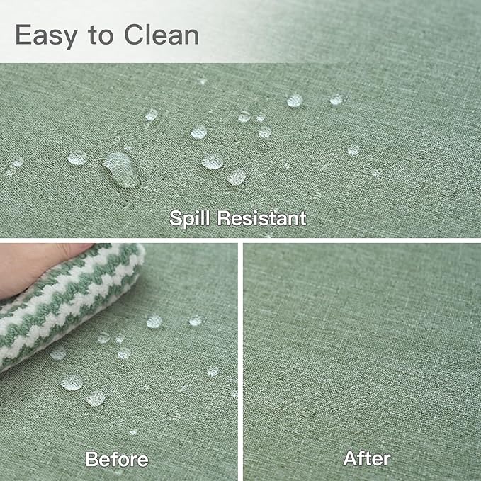 maxmill Linen Textured Rectangular Tablecloth Water Resistant Wrinkle Free Spillproof Stain Proof Table Cloth for Dining Room Decoration Banquet Party Wedding Holiday Dinner, 60 x 84 Inch Sage Green
