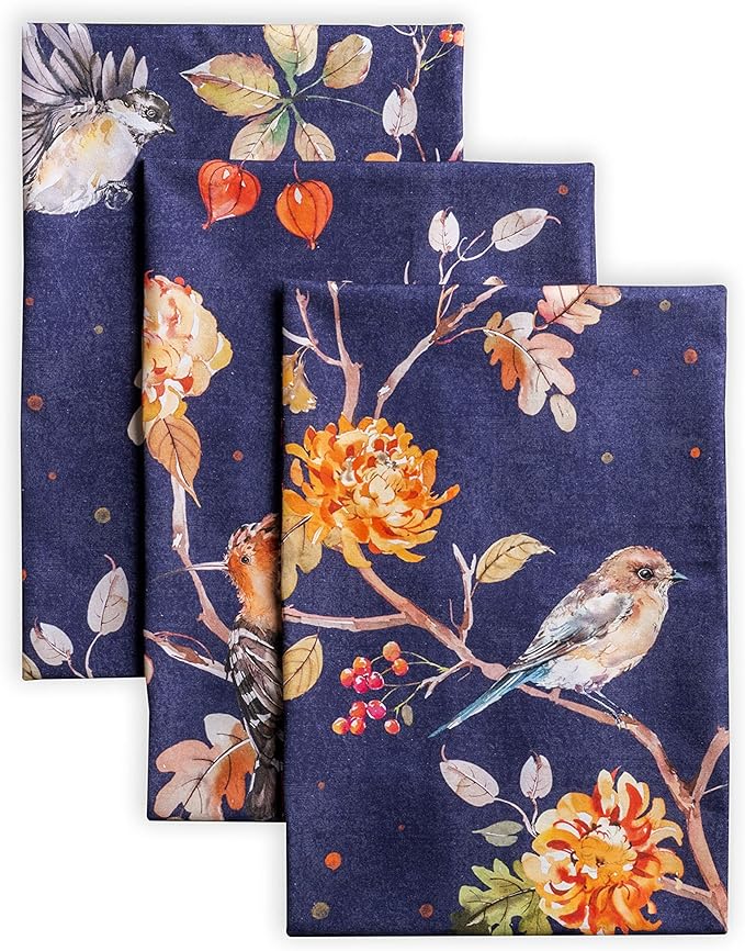 Maison d' Hermine Kitchen Towels Set of 3 100% Cotton 20" x 27.5" Reusable Cloth Tea Dish Towels Absorbent with Hanging Loop for Kitchen Dining Thanksgiving Christmas Decorations (Kelim - Infinity)