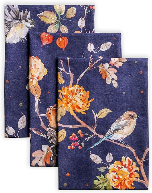 Maison d' Hermine Kitchen Towels Set of 3 100% Cotton 20" x 27.5" Reusable Cloth Tea Dish Towels Absorbent with Hanging Loop for Kitchen Dining Thanksgiving Christmas Decorations (Kelim - Infinity)