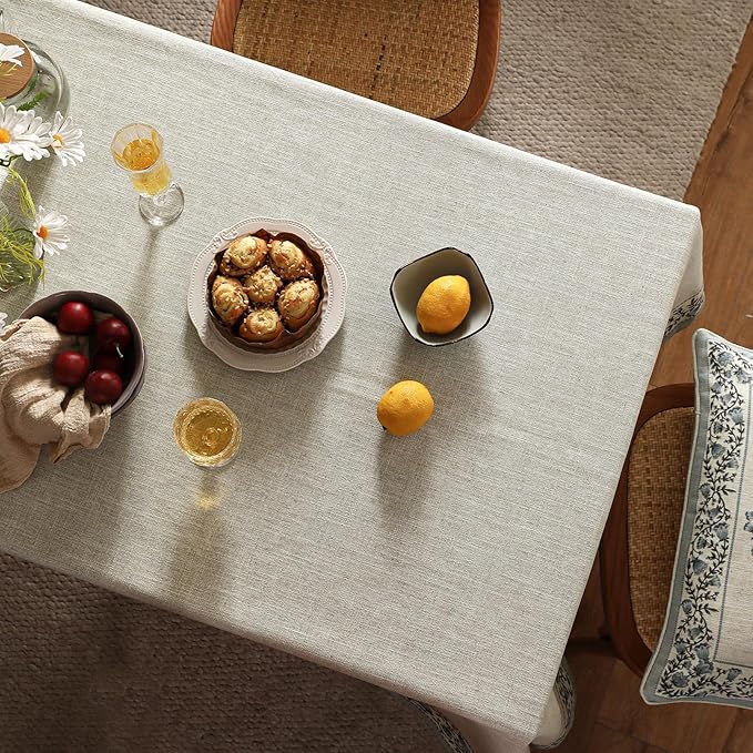 Floral Tablecloth for Rectangular Tables,Linen Table Cloth with Thorny Vine Flower Pattern,Heavy Durable Table Cover for Dining Thanksgiving Kitchen Decor Party Banquet Christmas,55"*87"