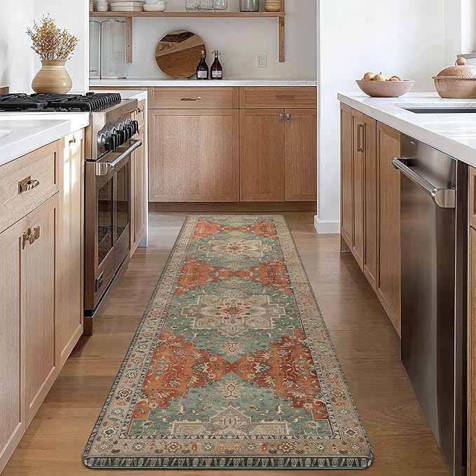 GENIMO Kitchen Mats for Floor, Washable Anti Fatigue Mat for Cushioned, 17.3"x59", Waterproof Kitchen Rugs, Non Slip Foam Comfort Standing Mat Rug for Home, Runner, Sink, Laundry, Multi