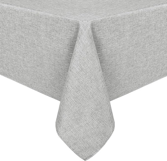 Hiasan Faux Linen Rectangle Tablecloth - Wrinkle and Stain Resistant Washable Table Cloth for Kitchen Dining Room Holiday Table Cover for Dinner, Light Grey, 60 x 102 Inch