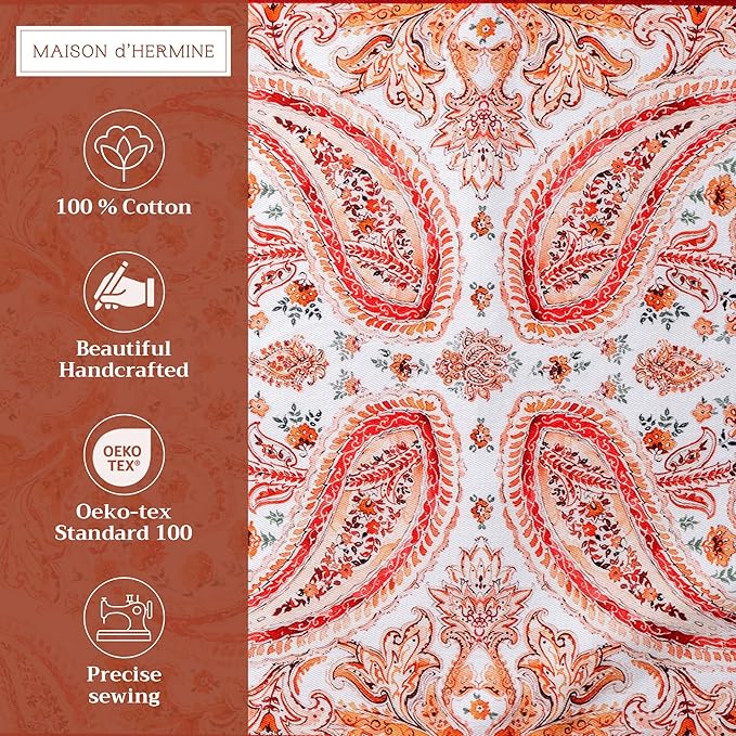 Maison d' Hermine Placemats Set of 4 100% Cotton Washable Cloth Place Mats, Reusable Table Mats for Thanksgiving Christmas Decorations Kitchen Dining Party Wedding Restaurant (Orient, 13" x 19")