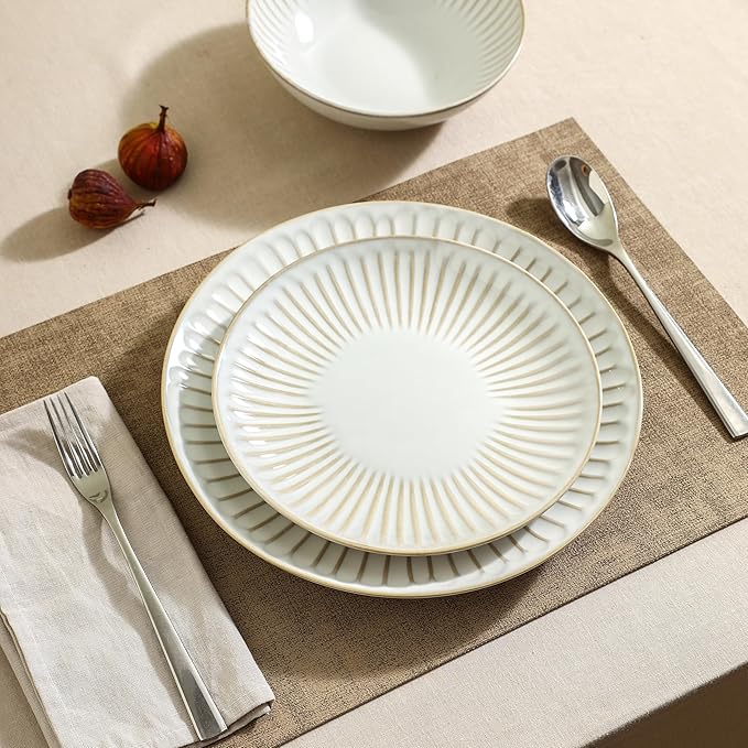 Stone Lain Linea 12-Piece Dinnerware Set Stoneware, White