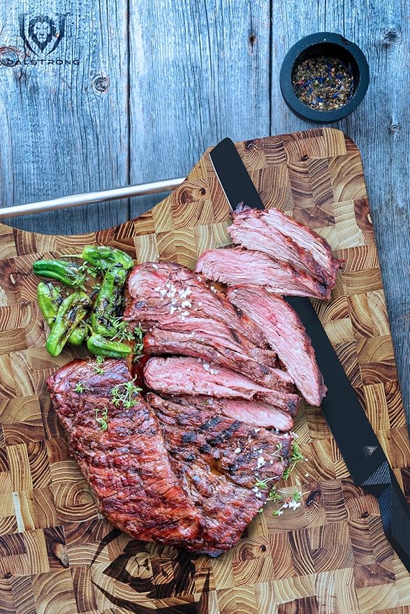 Dalstrong Massive XL Cutting Board - Lionswood End-Grain Teak - 25" x 18"-Steel Carrying Handles -Serving Board - Large Cutting Boards For Kitchen- eat Cutting Board-Two Sizes