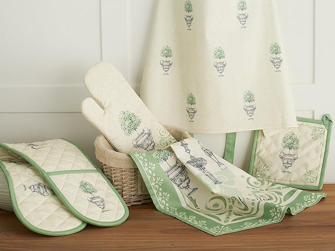 Maison d' Hermine Kitchen Towels Set of 2 100% Cotton 27.50" x 20" Reusable Cloth Tea Dish Towels Absorbent with Hanging Loop for Kitchen, Home, Dining, Cocktail Parties Spring/Summer (Jardin Du Roy)