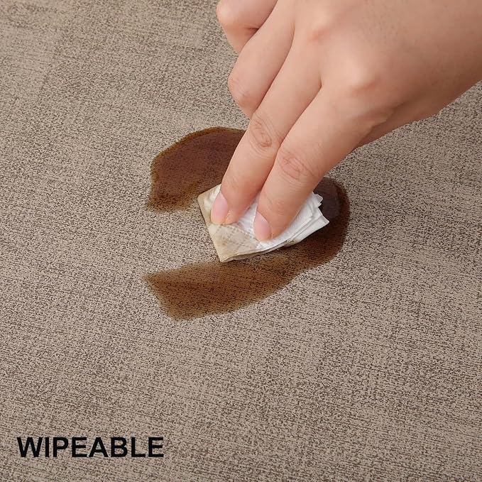 homing Faux Leather Heat Resistant Placemats 4 Packs, Waterproof Wipeable Dining PU Place Mats for Indoor & Outdoor, Easy to Clean, Camel