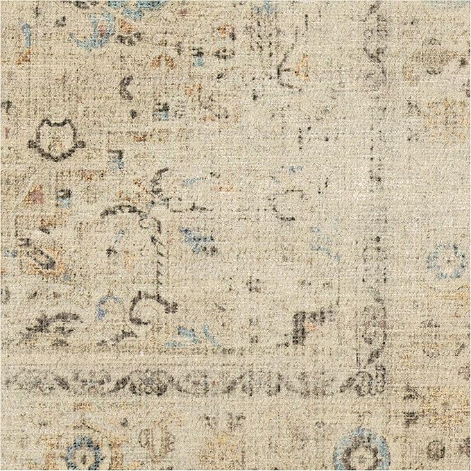 Ruggable Washable 2x10 Runner Rug, Kamran Ivory Opal, Premium Vintage Rugs for Hallway, Kitchen, Entryway, Living Room, Bedroom, Office with Gripper Non Slip Pad