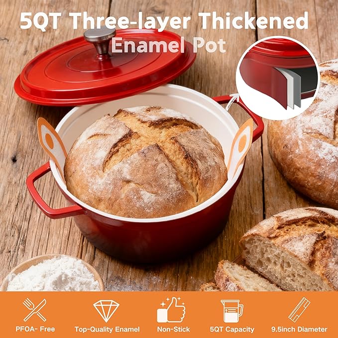 Super All-Inclusive Sourdough Starter Kit with Pot,Sourdough Bread Baking Supplies,4 Banneton Bread Proofing Baskets,Dutch Oven for Baking，Scale,34OZ Sourdough Starter Jar, Bread Making Tools Kit