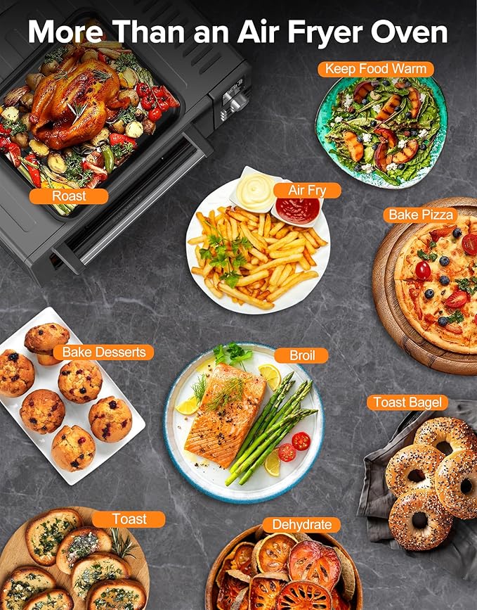 Nuwave Bravo Pro Smart Air Fryer Toaster Oven Combo, Airfryer Convection Oven Countertop, 12-in-1 Functions with Quicker & Even Crisp Technology, 1800W, 50-450°F, PFAS-Free, 21QT, Black