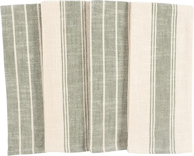 KAF Home Natural Rustic Farmhouse Slubbed Kitchen Towel | 100% Cotton Dish Towel, 18 x 28 Inches | Soft and Absorbent (Olive, Set of 4)