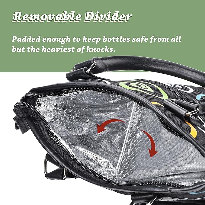 Tirrinia Insulated Wine Gift carrier Tote - Travel Padded 2 Bottle Wine/Champagne Cooler Bag with Handle and Adjustable Shoulder Strap, Great Wine Lover Gift, SPIRAL