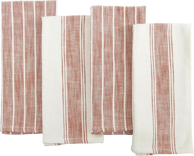 KAF Home Natural Rustic Farmhouse Slubbed Kitchen Towel | 100% Cotton Dish Towel, 18 x 28 Inches | Soft and Absorbent (Rust, 18 x 28-4 Pack)