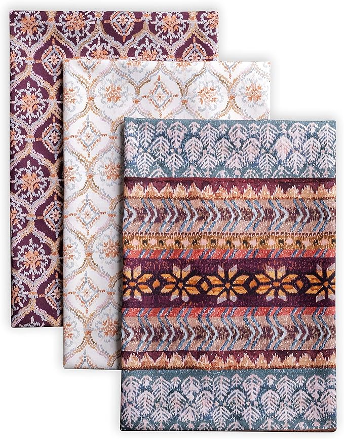 Maison d' Hermine Kitchen Towels Set of 3 100% Cotton 20" x 27.5" Reusable Cloth Tea Dish Towels Absorbent with Hanging Loop for Kitchen Dining Thanksgiving Christmas Decorations (Fair Isle)