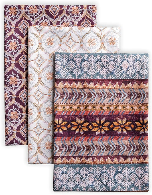 Maison d' Hermine Kitchen Towels Set of 3 100% Cotton 20" x 27.5" Reusable Cloth Tea Dish Towels Absorbent with Hanging Loop for Kitchen Dining Thanksgiving Christmas Decorations (Fair Isle)