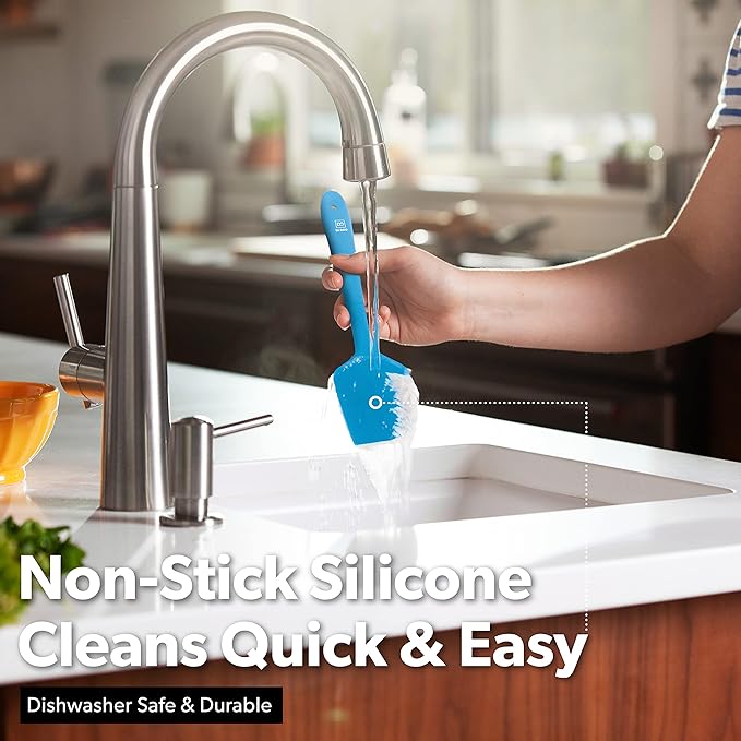 DI ORO Silicone Spatula Set - Rubber Kitchen Spatulas for Baking, Cooking, & Mixing - 600°F Heat-Resistant & BPA Free Silicone Scraper Spatulas for Nonstick Cookware - Dishwasher Safe (3pc, Blue)