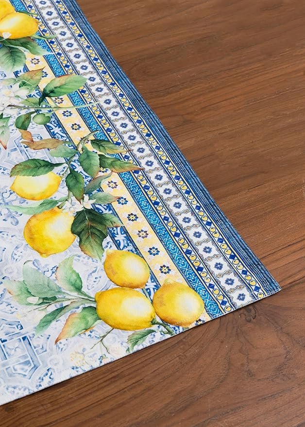 Maison d' Hermine Placemats Set of 4 100% Cotton Washable Cloth Place Mats, Reusable Table Mats for Kitchen Dining Decoration, Party, Wedding, Restaurant Spring/Summer (Citrus, 13" x 19")