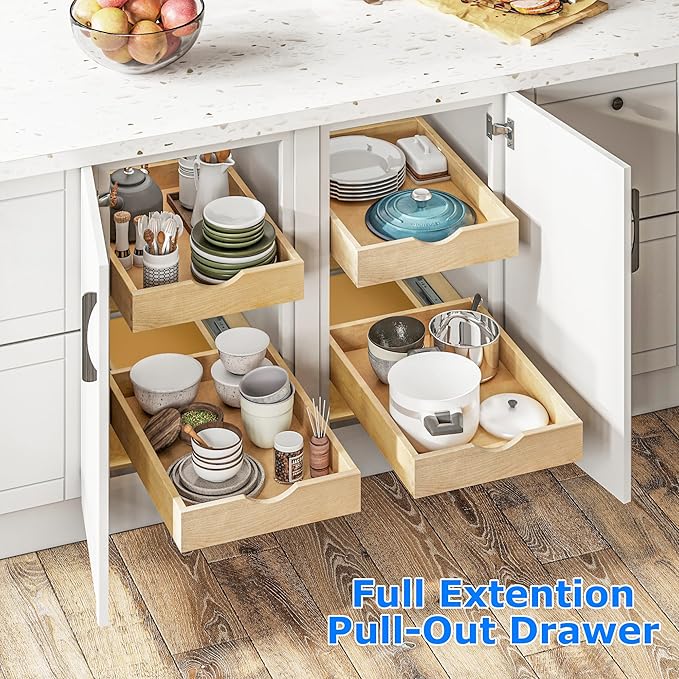 20" W x 22" D Pull Out Cabinet Organizer, Soft Close Pull Out Drawers for Kitchen Cabinets, Slide Out Drawers for Kitchen Cabinets