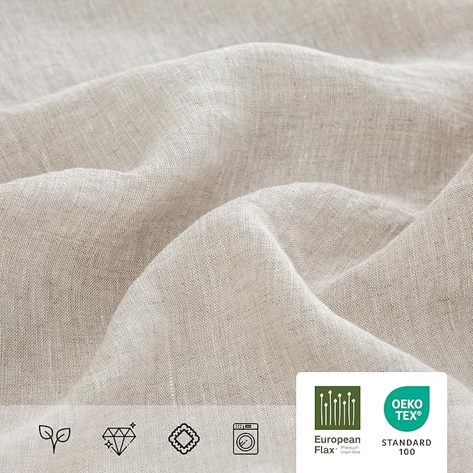 Linen World Ruffle Linen Tablecloth, 100% French Linen Natural Tablecloth 90" x 60" Inch, Washable Rectangular Tablecloth for Dining, Outdoor, Weddings and Restaurants, Decorative Valentine Easter