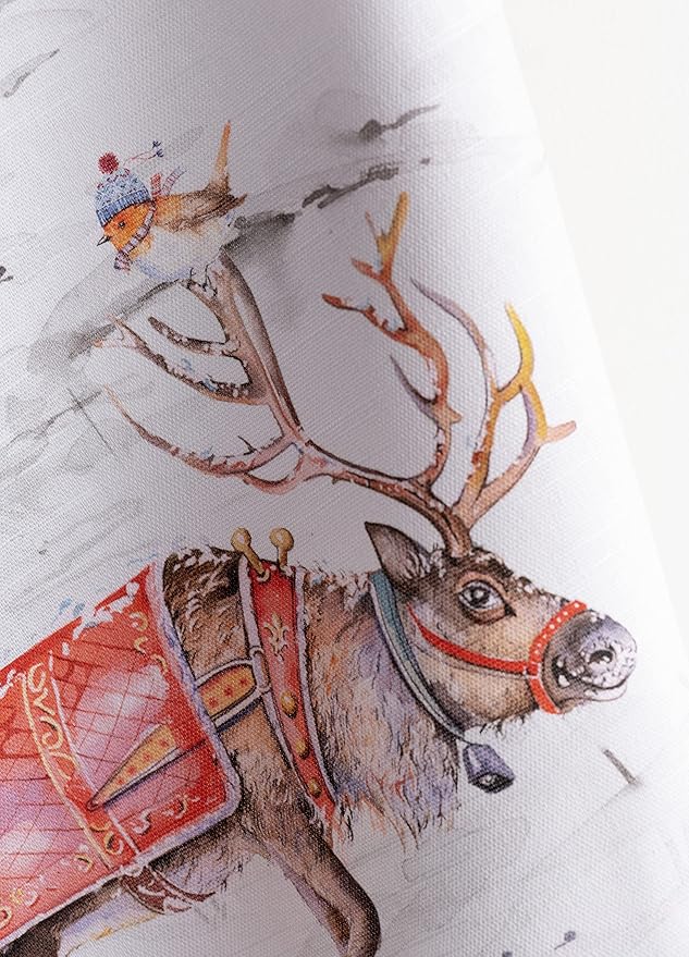 Maison d' Hermine Kitchen Towels Set of 3 100% Cotton 20" x 27.5" Reusable Cloth Tea Dish Towels Absorbent with Hanging Loop for Kitchen Dining Thanksgiving Christmas Decorations (Christmas Tradition)