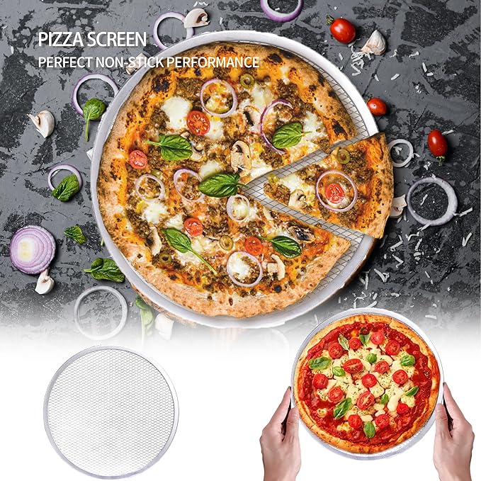 4 Pack 10 Inch Pizza Screen, Nonstick Pizza Screen Aluminum Round Pizza Baking Screen for Oven
