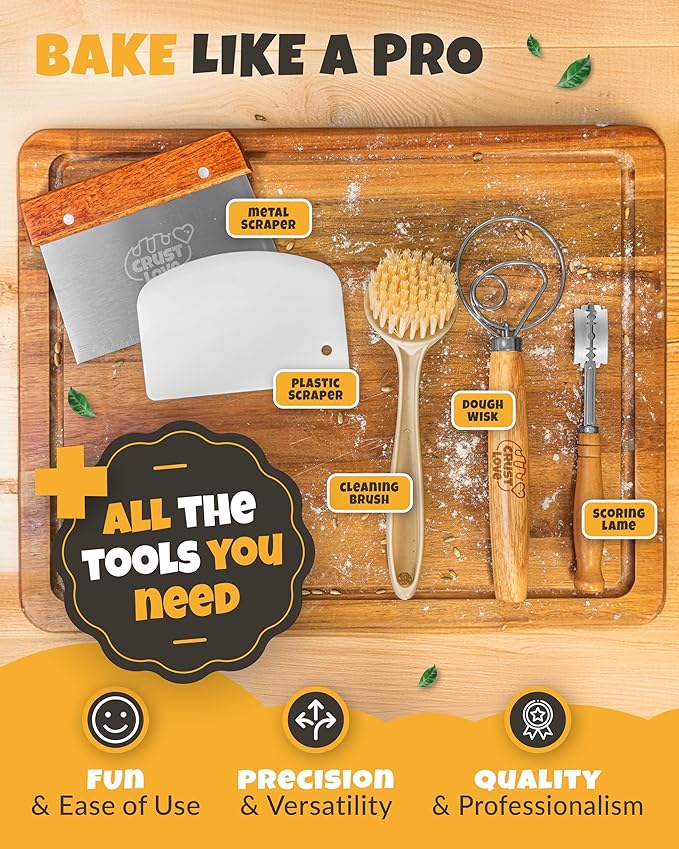 Dutch Oven for Bread Baking - incl. Sourdough Bread-Baking Supplies like Banneton Bread-Proofing Basket - 6.75QT Enameled Oval Cast Iron Bread-Oven with Lid, Bread-Pan Sour Dough Starter Kit