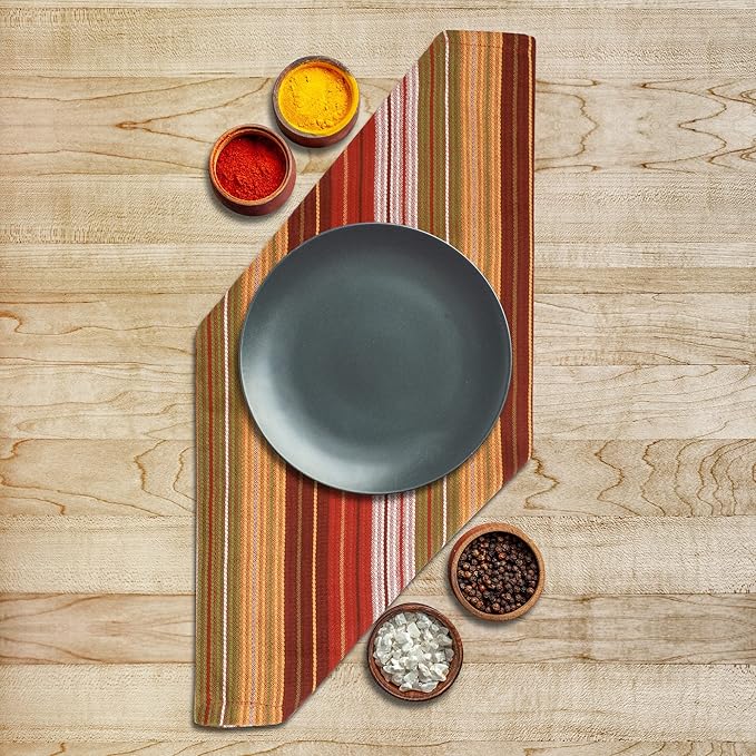 Urban Villa Cloth Napkins Set of 12 20x20 Inches 100% Cotton Napkins Cloth Washable Durable Reusable Absorbent Table Dinner Napkins Cloth for Thanksgiving Hotel Lunch Restaurant Parties – Fall Stripes