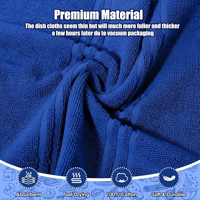 Dish Towels and Dishcloths with Oven Mitts Sets- 100% Cotton Tea Towels for Kitchen- 500 F Heat Resistant Oven Mittens 7.5"x12", Durable Dish Cloths 11.8"x11.8", Absorbent Dish Towels 13.5"x24"