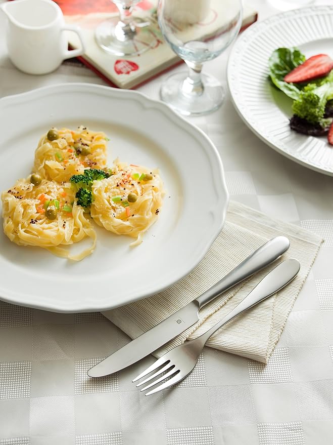 Matte Silverware Set, 18/10 Stainless Steel Satin Flatware, Modern Brushed Finish Cutlery, Dishwasher Safe & Durable, Built to Last (60-Piece, Fidenza)