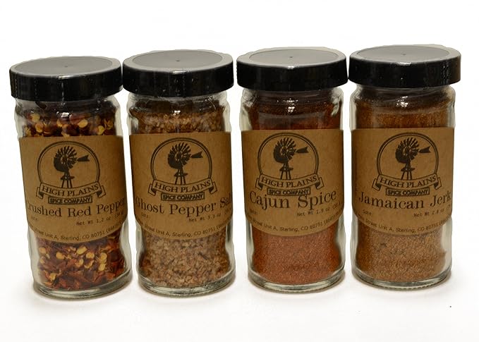 Hot Stuff Gift Set of 4 ~ Gift Set by High Plains Spice Company ~ Gourmet Meat and Veggie Spice Blends & Rubs For Beef, Chicken, Veggies & All Recipes ~ Spice Blends Handcrafted In Colorado, USA
