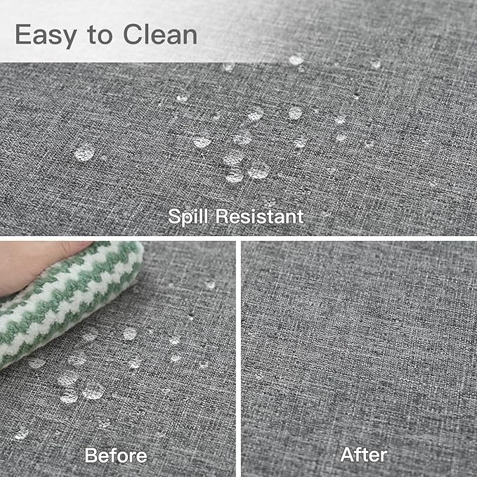 maxmill Linen Textured Rectangular Tablecloth Water Resistant Wrinkle Free Spill-Proof Stain Proof Table Cloth for Dining Room Decoration Banquet Party Wedding Holiday Dinner, 52 x 84 Inch, Dark Grey