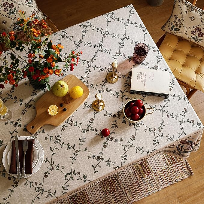 patdrea Tablecloth French Country Soft Breathable Floral Table Cloth Kitchen Dining Tablecloth for Rectangular Tables for Parties Christmas 55"x 79"