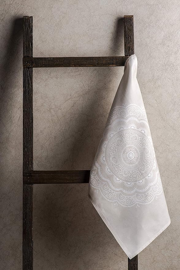 Maison d' Hermine Kitchen Towels Set of 3 100% Cotton 27.50" x 20" Reusable Cloth Tea Dish Towels Absorbent with Hanging Loop for Kitchen, Home, Dining, Cocktail Parties Spring/Summer (Ibiza - Beige)