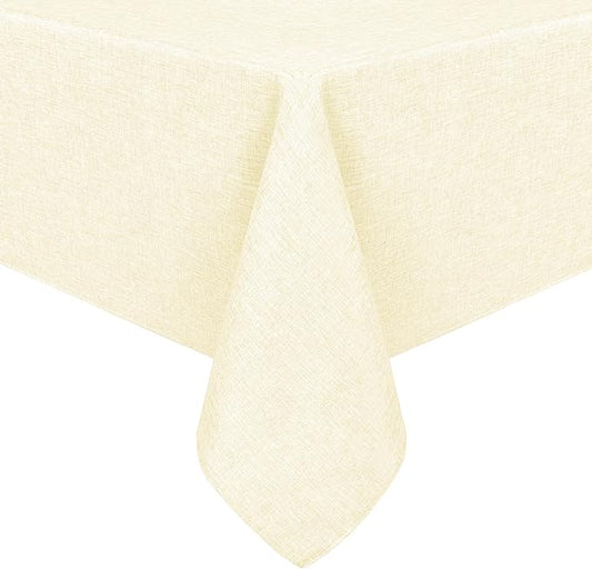 Hiasan Faux Linen Square Tablecloth - Wrinkle and Stain Resistant Washable Table Cloth for Kitchen Dining Room Holiday Table Cover for Dinner, Champagne, 54 x 54 Inch