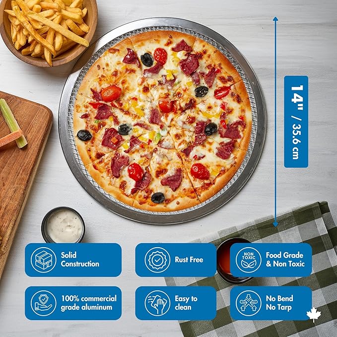 Norjac 14 Inch Pizza Pan Set of 3 – Screen, Perforated, and Solid Aluminum Pans for Oven, Durable, Rust-Free, Long-Lasting