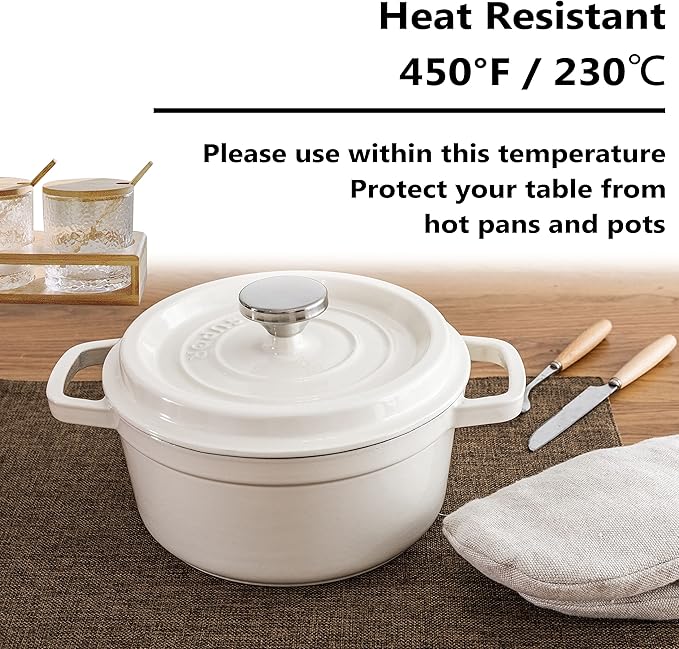 Home Brilliant Cloth Placemats Set of 8 Heat Resistant Dining Table Place Mats Linen Kitchen Table Mats, Brown