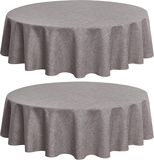 Fitable Linen Textured Tablecloths 60 Inches Round - 2 Pack Faux Burlap Table Clothes for Kitchen, Dining Room, Party, Farmhouse, Outdoor (Great for 20"-48" Round Tables, Stone)