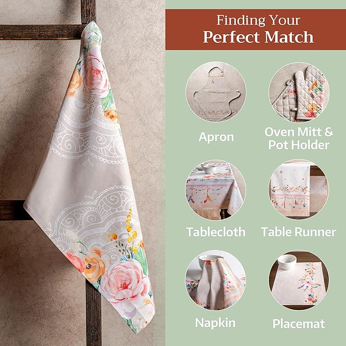 Maison d' Hermine Kitchen Towels Set of 3 100% Cotton 27.50" x 20" Reusable Cloth Tea Dish Towels Absorbent with Hanging Loop for Kitchen, Home, Dining, Cocktail Parties Spring/Summer (Ibiza - Beige)