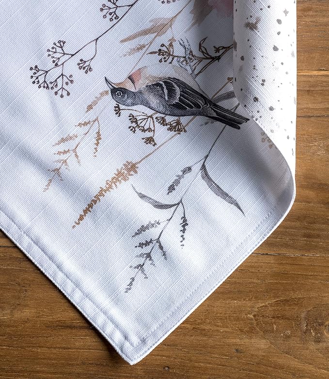 Maison d' Hermine Placemats Set of 4 100% Cotton Washable Cloth Place Mats, Reusable Table Mats for Kitchen Dining Decoration, Party, Restaurant Spring/Summer (Meadow Florals - Brown, 13" x 19")